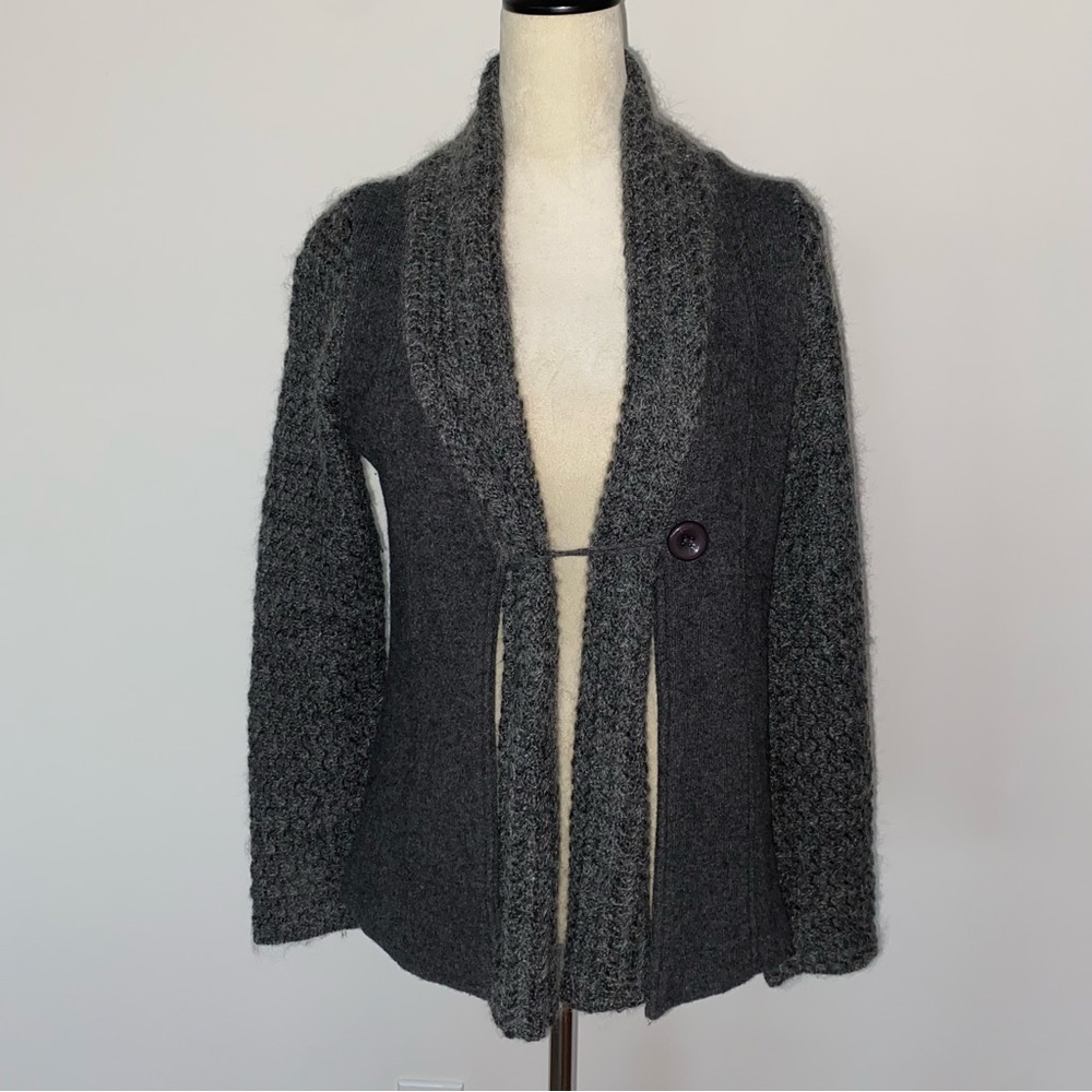 Stambecco Wool Mohair Cardigan Jacket Built-In Scarf Alpine European Style S